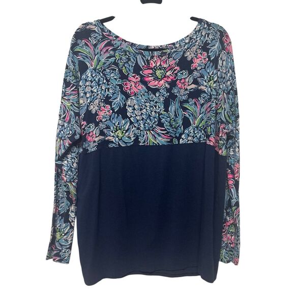 Lilly Pulitzer Finn Top Long Sleeve HighTide Pineapple Paradise Size XXL - Picture 1 of 5